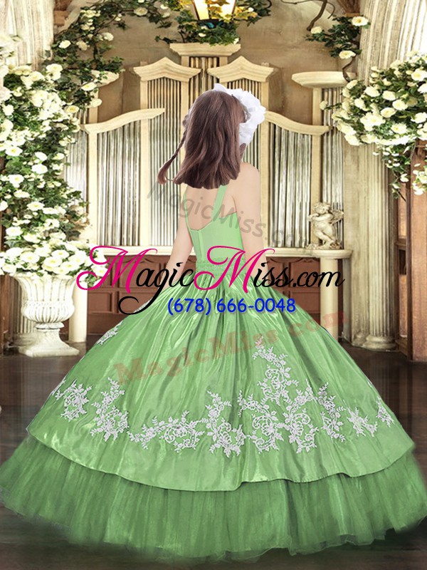 wholesale exquisite ball gowns pageant dress wholesale olive green scoop taffeta sleeveless floor length zipper