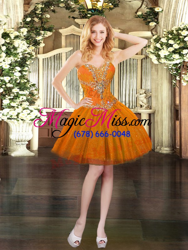 wholesale sleeveless floor length beading lace up vestidos de quinceanera with orange red