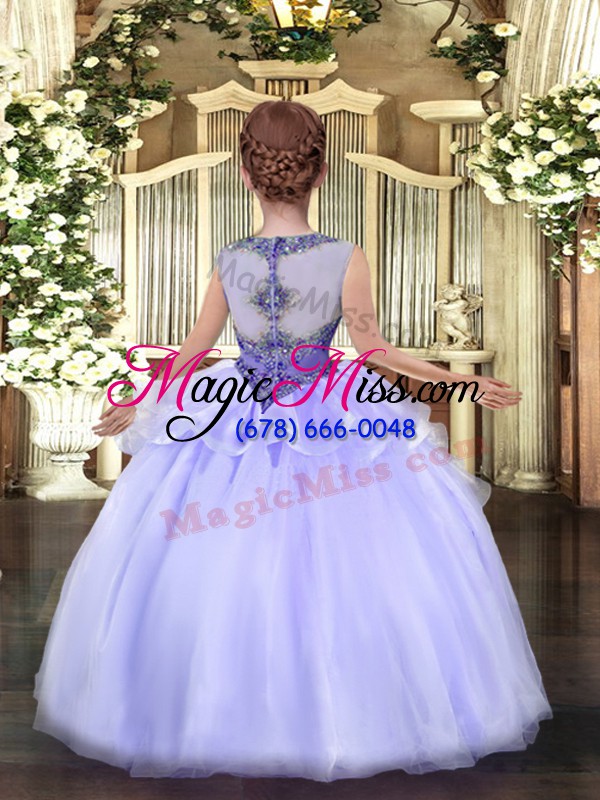 wholesale fashion light yellow ball gowns organza scoop sleeveless beading floor length zipper little girl pageant gowns
