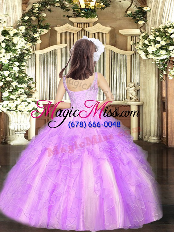 wholesale lilac sleeveless organza lace up winning pageant gowns for party and sweet 16 and quinceanera and wedding party