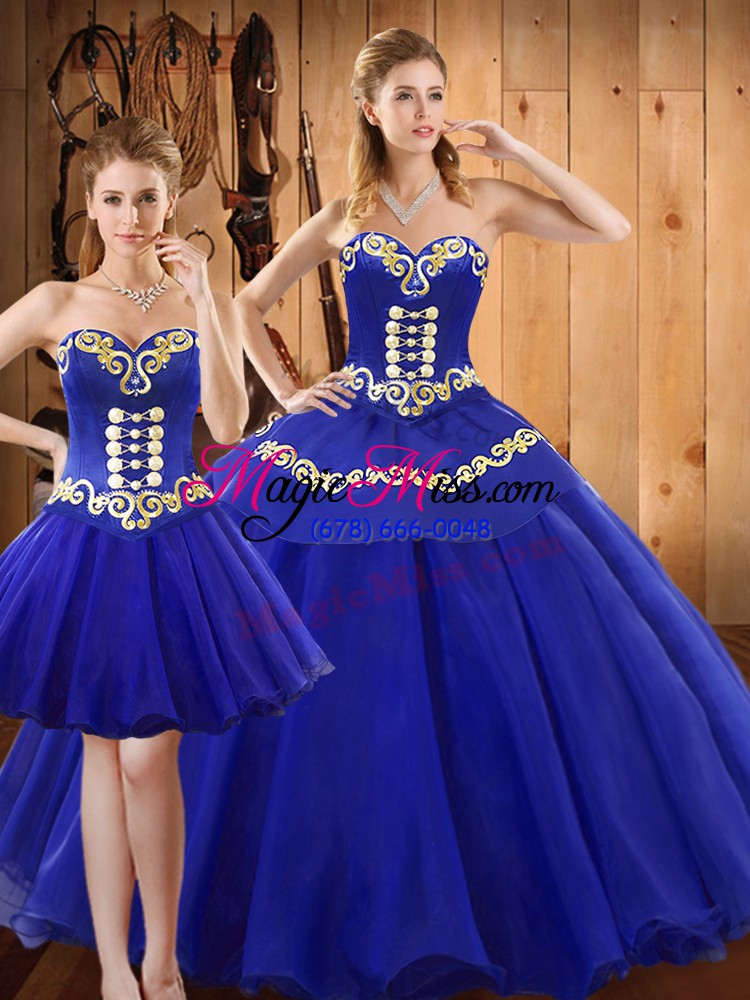 wholesale modest sweetheart sleeveless lace up 15 quinceanera dress blue tulle