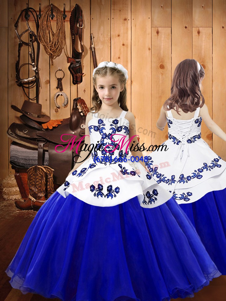 wholesale romantic blue sleeveless floor length embroidery lace up vestidos de quinceanera