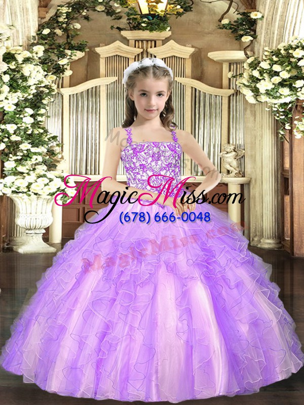 wholesale elegant sleeveless beading and ruffles lace up little girls pageant dress wholesale