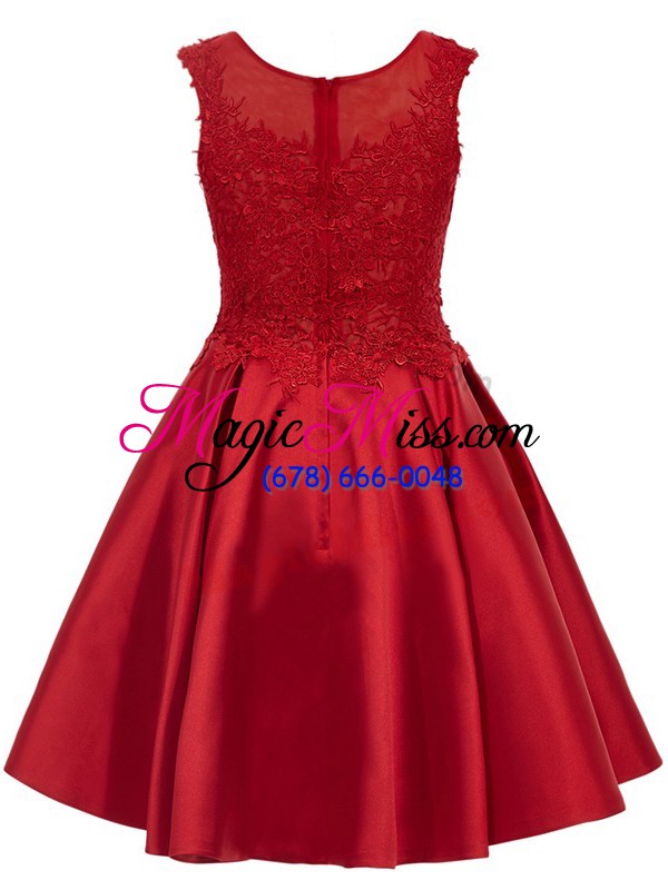 wholesale wine red sleeveless lace mini length wedding party dress