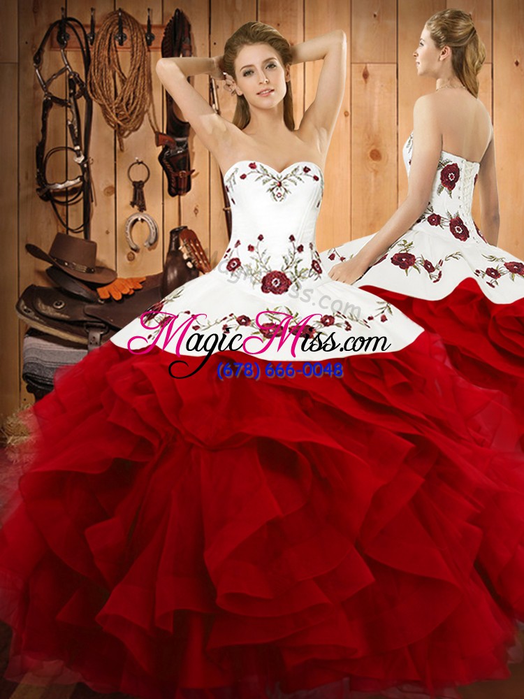wholesale super floor length wine red vestidos de quinceanera halter top sleeveless lace up