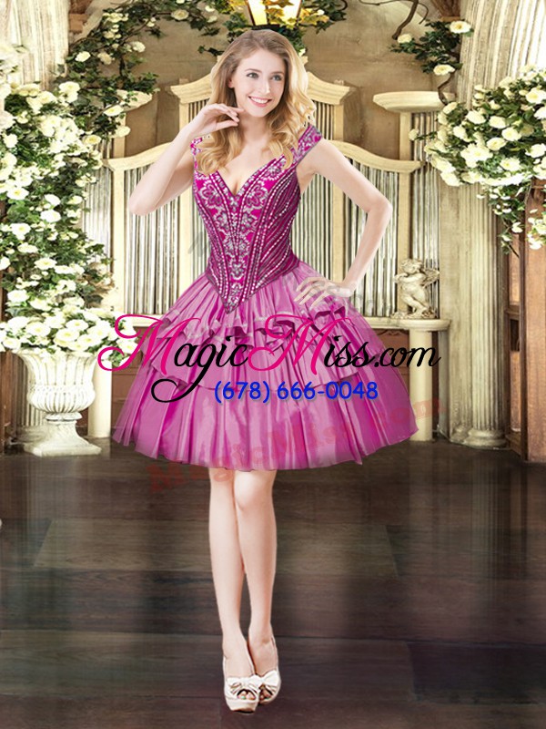 wholesale beading and ruffled layers 15 quinceanera dress fuchsia lace up sleeveless floor length