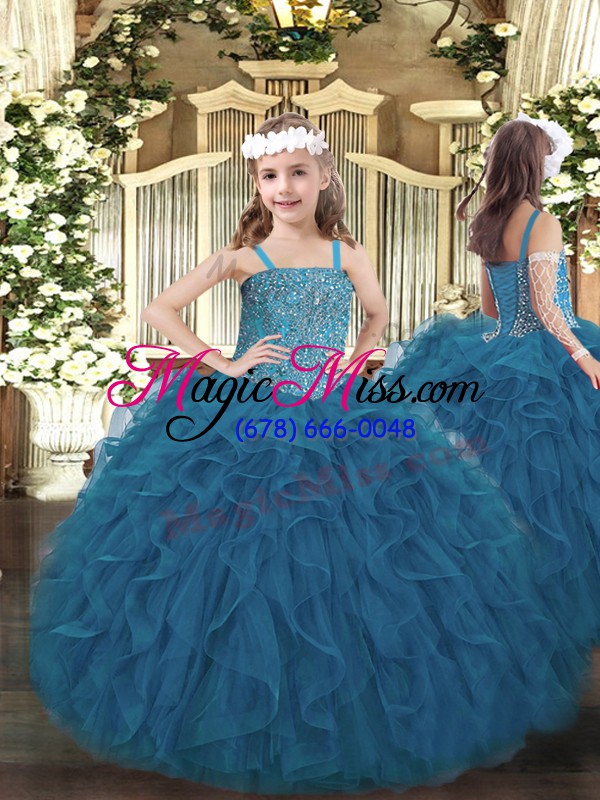wholesale teal sweetheart lace up beading and ruffles quince ball gowns sleeveless