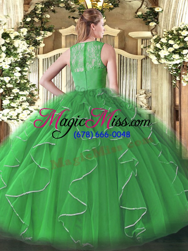 wholesale sexy floor length zipper quinceanera dresses olive green for military ball and sweet 16 and quinceanera with ruffles