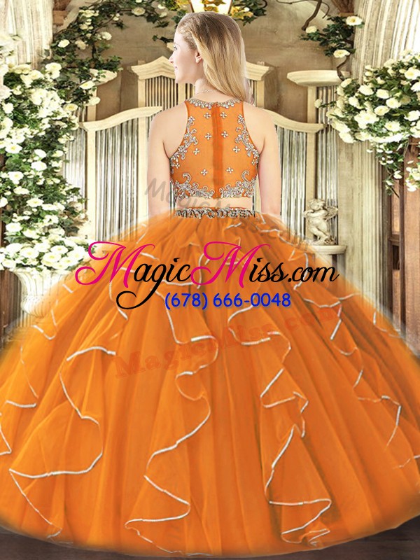 wholesale on sale sleeveless floor length ruffles zipper sweet 16 dresses with fuchsia