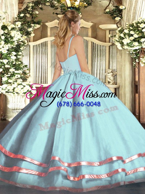 wholesale sweet straps sleeveless tulle quinceanera gowns ruffled layers zipper