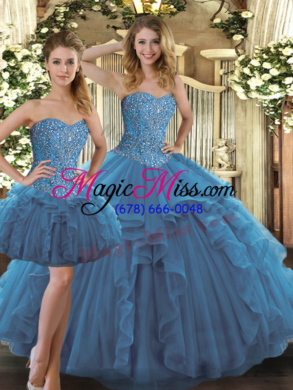 wholesale designer sweetheart sleeveless lace up sweet 16 dresses teal tulle