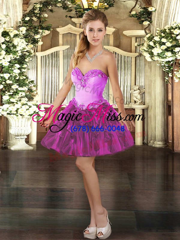 wholesale fuchsia sweet 16 quinceanera dress military ball and sweet 16 and quinceanera with beading and ruffles sweetheart sleeveless lace up