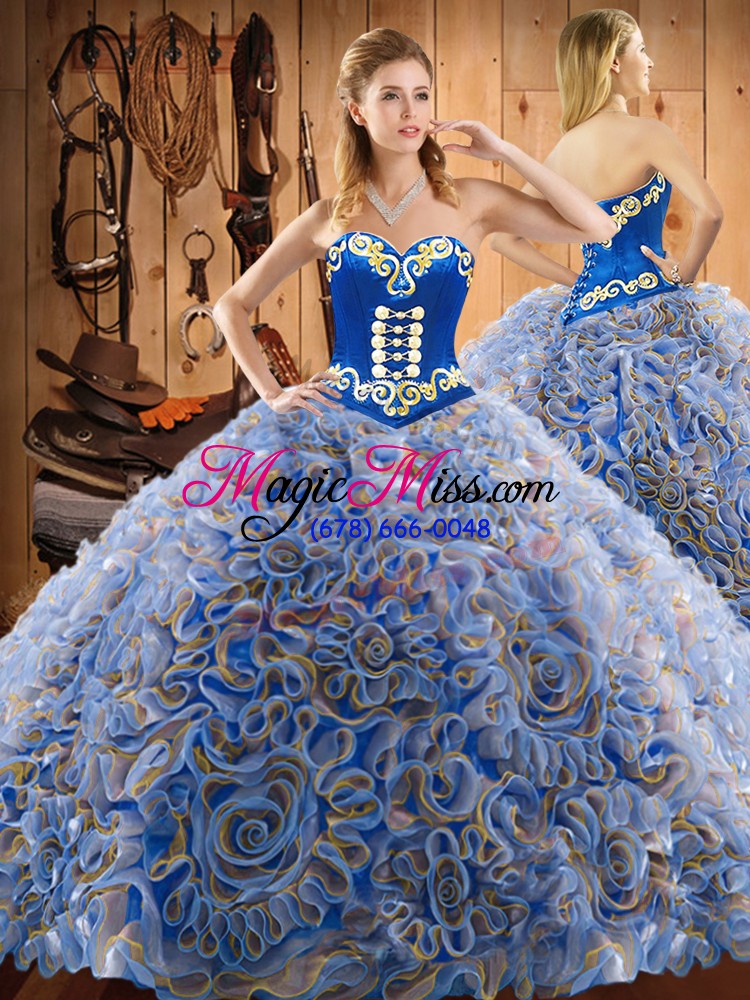 wholesale multi-color sweetheart lace up embroidery 15 quinceanera dress sweep train long sleeves