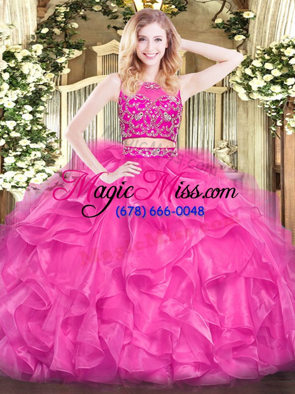 wholesale customized tulle sleeveless floor length quinceanera dress and beading and ruffles