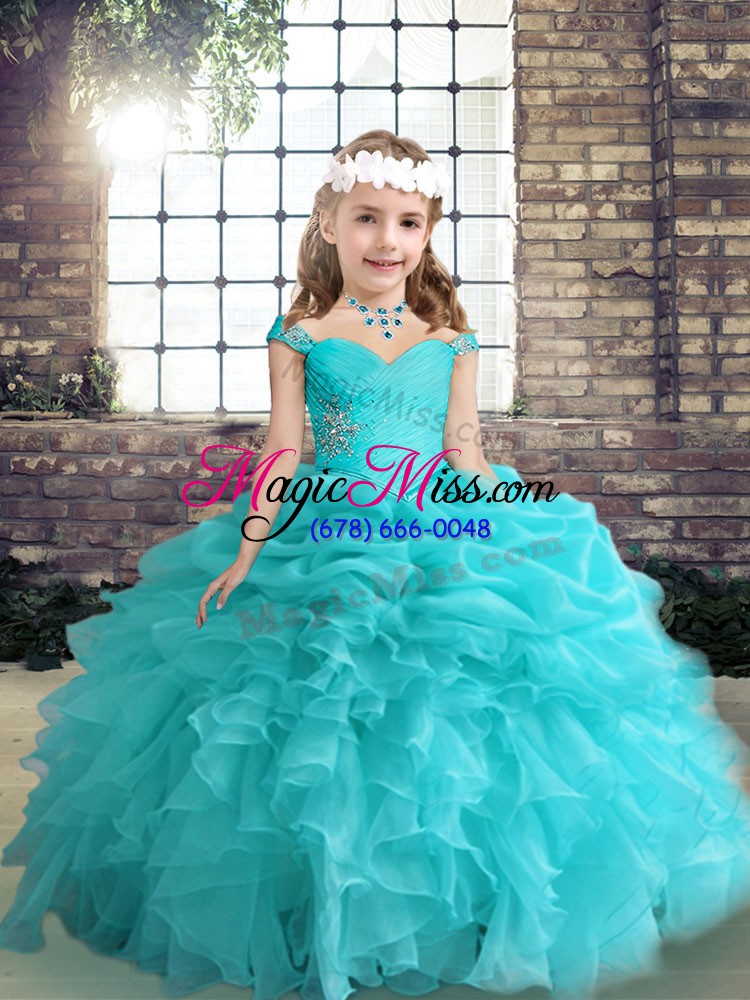 wholesale sleeveless beading and ruffles side zipper little girl pageant gowns
