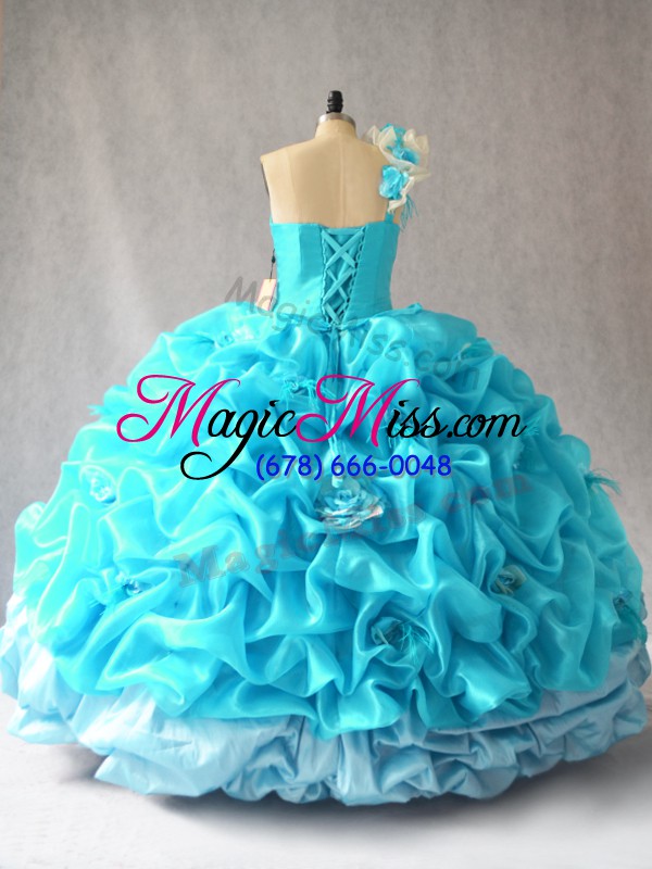 wholesale hot sale aqua blue sleeveless organza lace up 15 quinceanera dress for sweet 16 and quinceanera