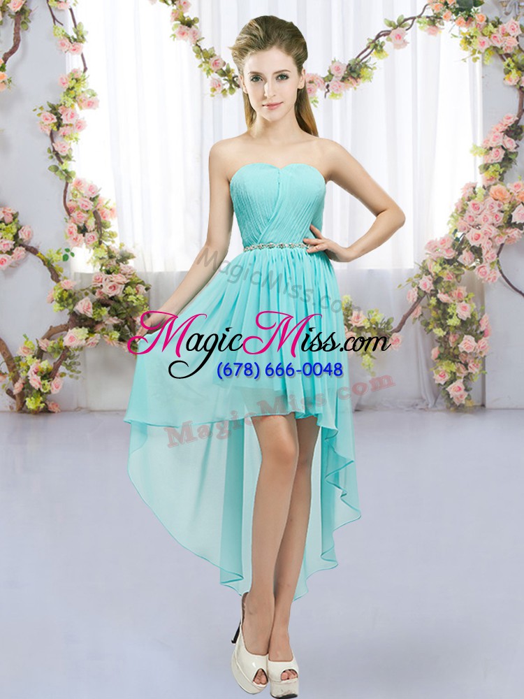 wholesale traditional sweetheart sleeveless chiffon quinceanera court of honor dress beading lace up