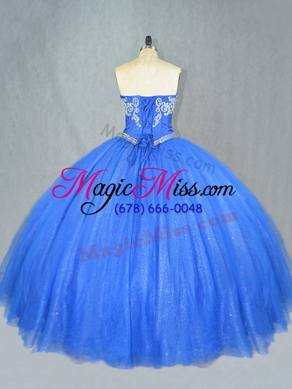 wholesale fine blue 15 quinceanera dress sweet 16 and quinceanera with beading sweetheart sleeveless lace up