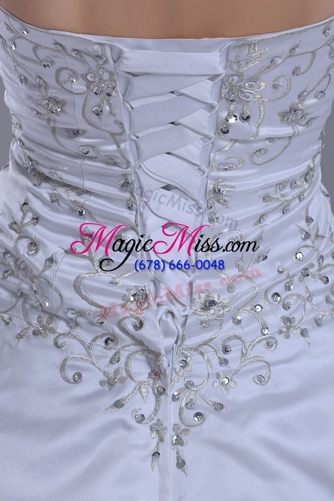wholesale vintage sweetheart sleeveless brush train lace up wedding dress white taffeta