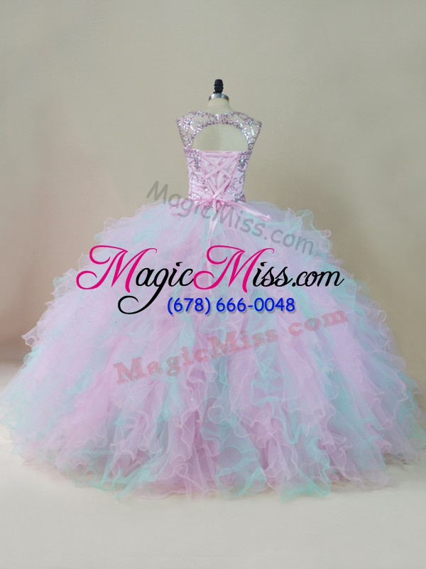 wholesale multi-color quinceanera gowns sweet 16 and quinceanera with beading and ruffles scoop sleeveless lace up