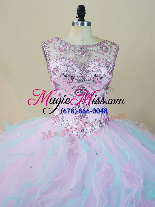 wholesale multi-color quinceanera gowns sweet 16 and quinceanera with beading and ruffles scoop sleeveless lace up