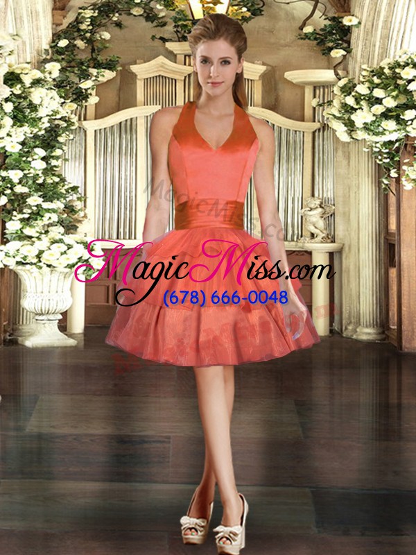 wholesale exquisite orange lace up halter top ruffled layers quinceanera gown organza sleeveless