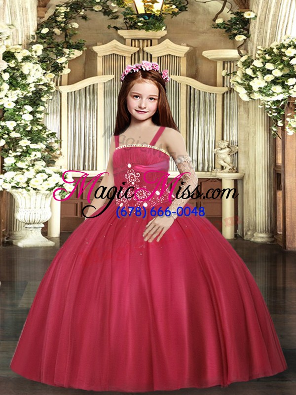 wholesale tulle sleeveless floor length little girls pageant dress wholesale and beading