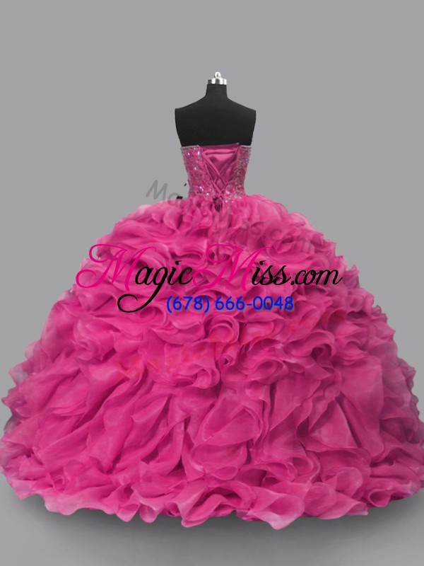 wholesale exquisite hot pink sweet 16 quinceanera dress sweet 16 and quinceanera with beading sweetheart sleeveless lace up