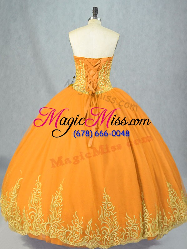 wholesale sweetheart sleeveless lace up quince ball gowns gold tulle