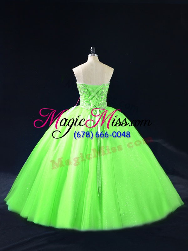 wholesale hot sale lace up quince ball gowns beading sleeveless floor length
