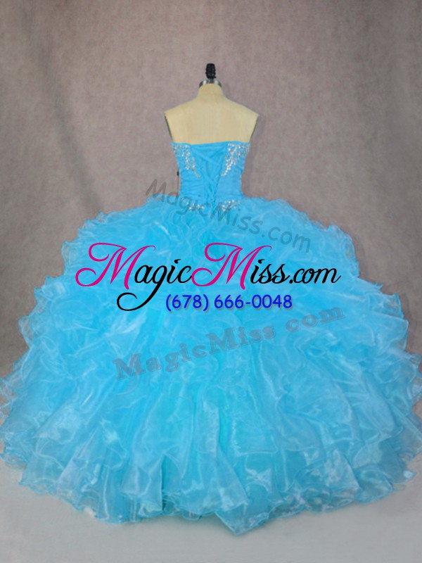 wholesale amazing floor length ball gowns sleeveless blue quinceanera dress lace up