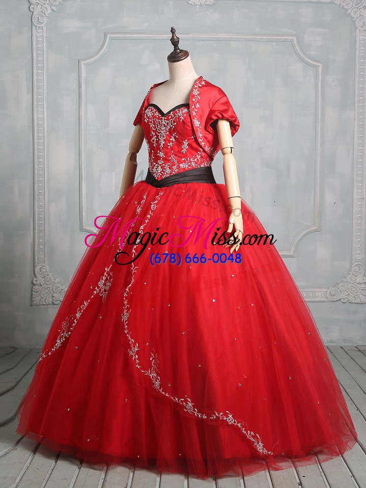 wholesale artistic red quinceanera gown sweet 16 and quinceanera with embroidery sweetheart sleeveless lace up