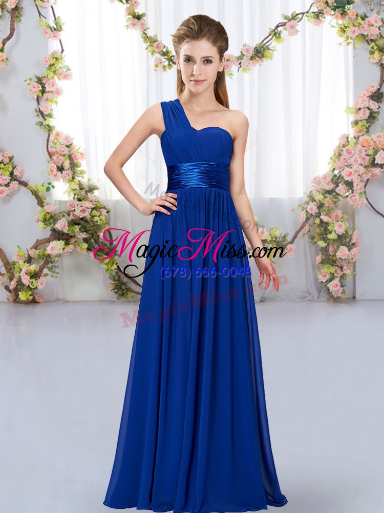 wholesale chiffon sleeveless floor length bridesmaids dress and belt