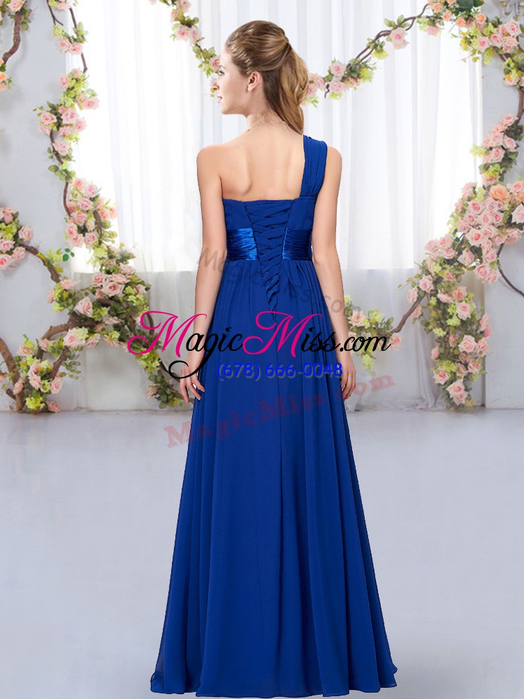 wholesale chiffon sleeveless floor length bridesmaids dress and belt