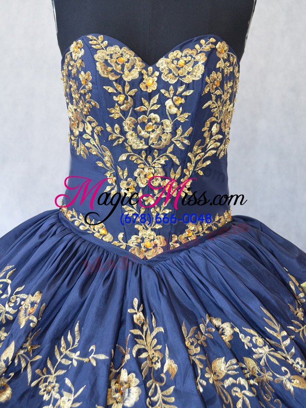 wholesale navy blue ball gowns embroidery and ruffled layers sweet 16 dress lace up organza sleeveless floor length