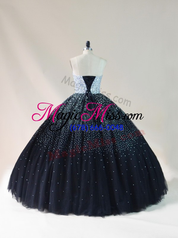 wholesale black strapless lace up beading quinceanera gown sleeveless