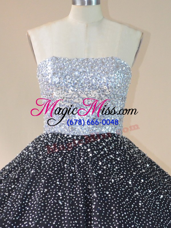 wholesale black strapless lace up beading quinceanera gown sleeveless