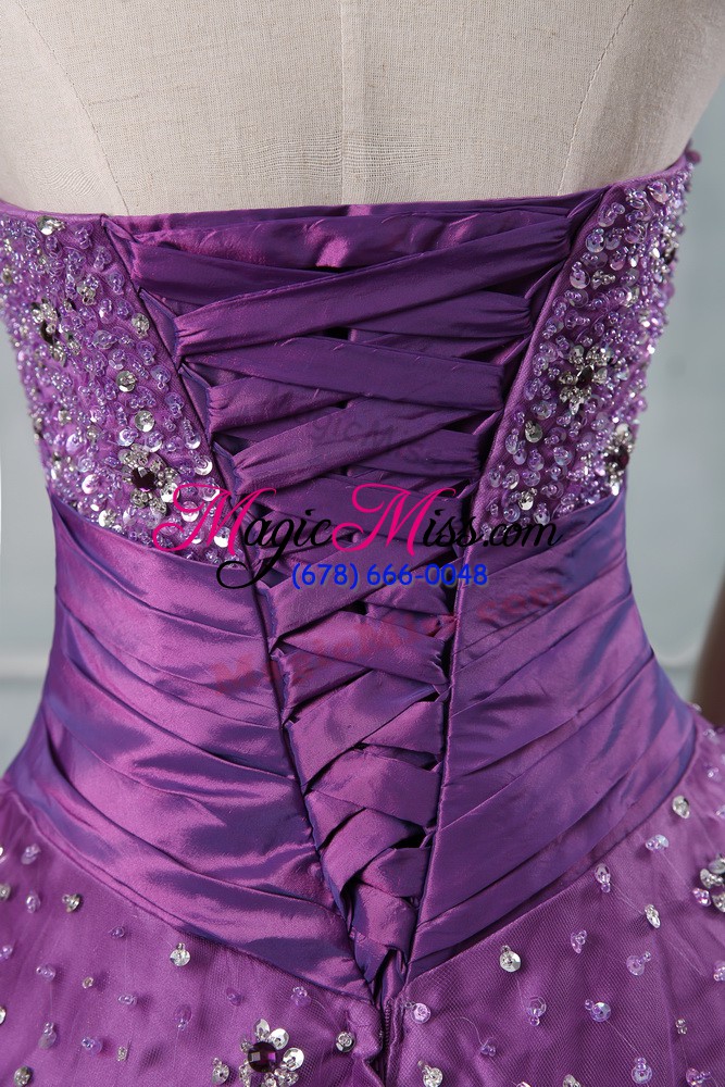 wholesale latest eggplant purple and purple sweet 16 dresses sweet 16 and quinceanera with beading strapless sleeveless lace up