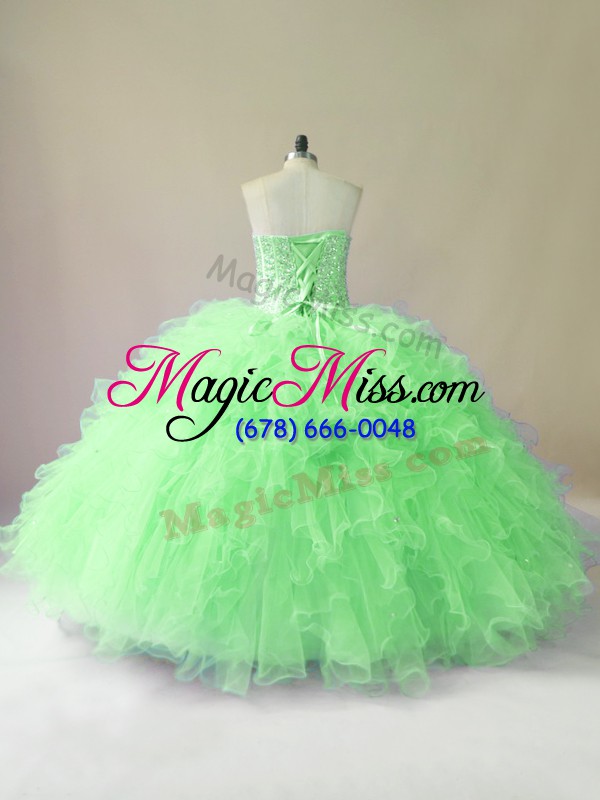 wholesale artistic ball gowns beading and ruffles quinceanera gown lace up tulle sleeveless floor length