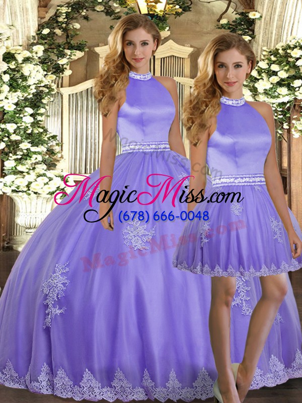 wholesale floor length backless 15th birthday dress lavender for sweet 16 and quinceanera with appliques