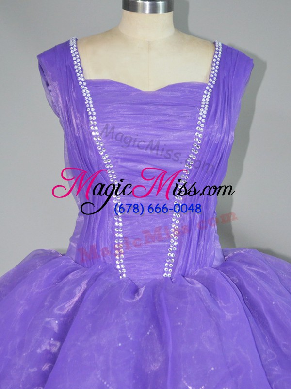 wholesale on sale lavender straps neckline beading and ruffled layers quinceanera gown sleeveless lace up