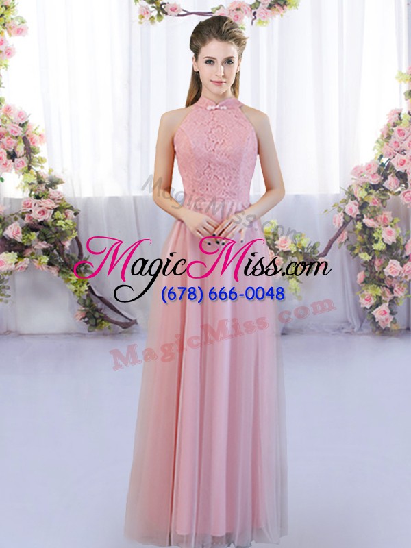 wholesale pink sleeveless floor length lace zipper quinceanera court dresses