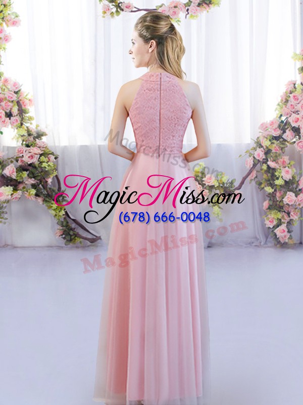 wholesale pink sleeveless floor length lace zipper quinceanera court dresses