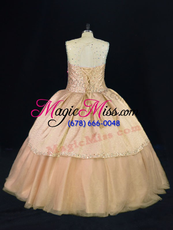 wholesale pretty floor length ball gowns sleeveless peach sweet 16 dresses lace up