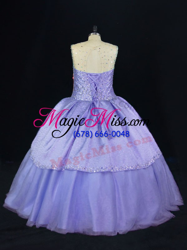 wholesale ideal lavender sleeveless floor length beading lace up ball gown prom dress