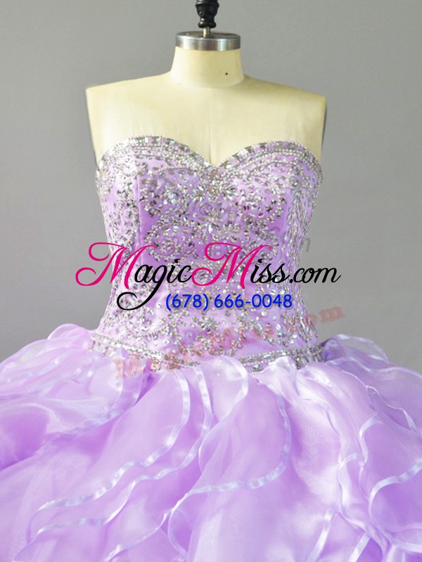 wholesale lavender sleeveless organza brush train lace up 15 quinceanera dress for sweet 16 and quinceanera