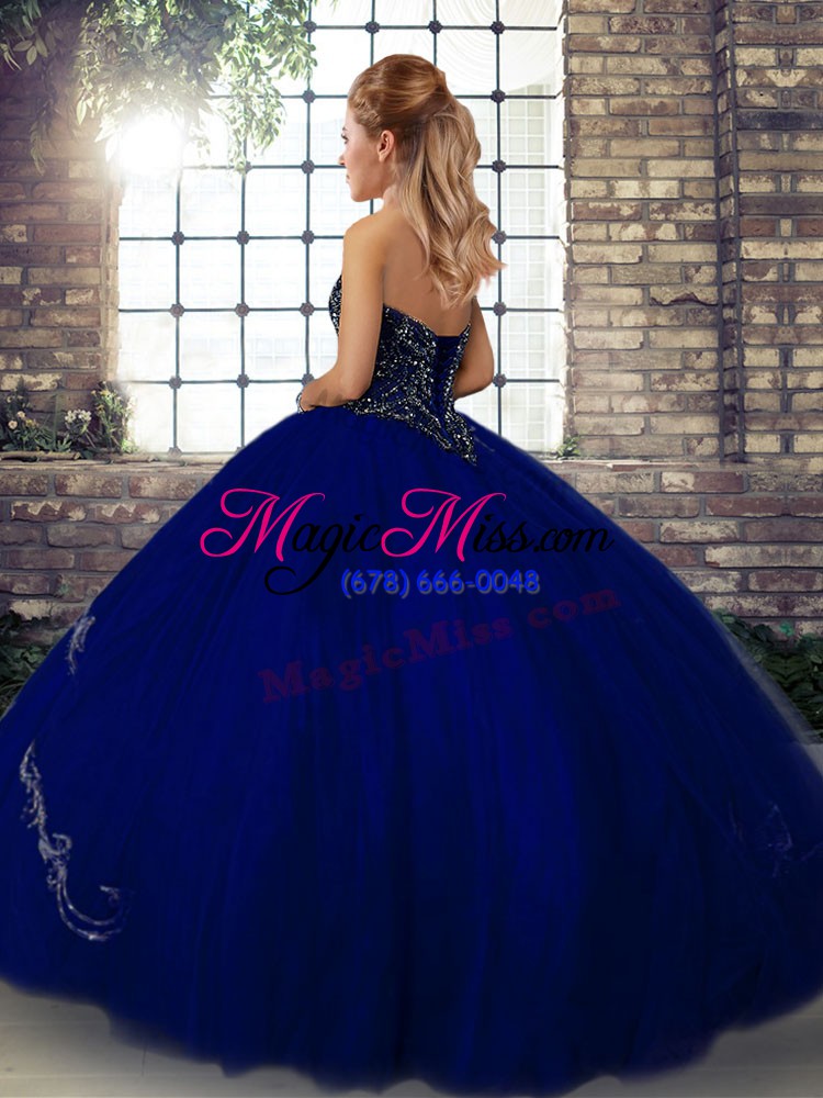 wholesale tulle sleeveless floor length sweet 16 quinceanera dress and beading and embroidery