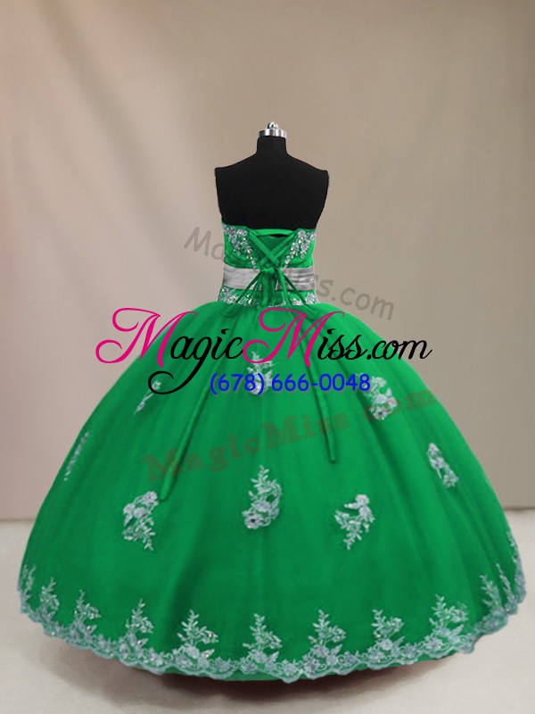wholesale dynamic green ball gowns appliques 15th birthday dress lace up tulle sleeveless floor length