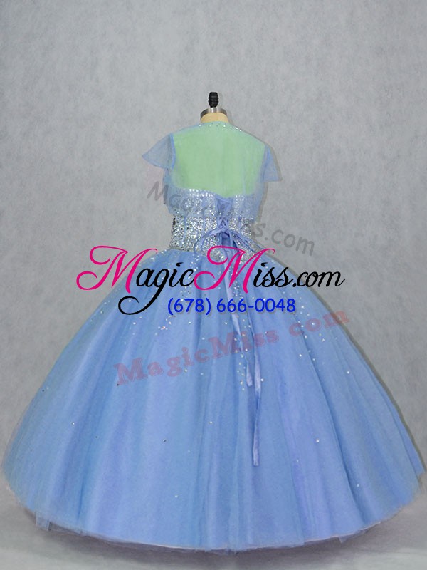 wholesale free and easy ball gowns quinceanera gown blue sweetheart tulle sleeveless floor length lace up