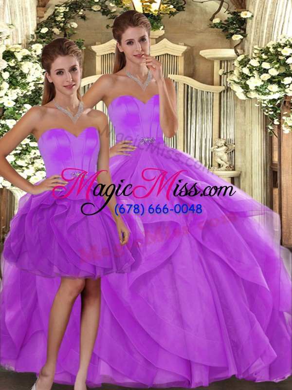 wholesale sweetheart sleeveless lace up sweet 16 dresses lilac tulle